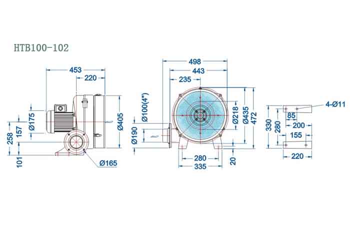 HTB100-102,0.75kw中壓鼓風機