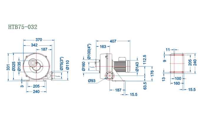 HTB75-032,0.4kw透浦式鼓風機